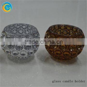Elliptical Broken Silver Plating Glass Candle Holder photo-2