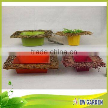Cheap Handmade Large Different Shapes Metal Pot / Straw Basket