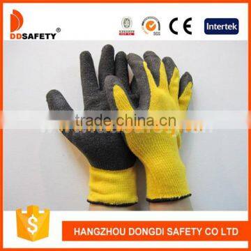 DDSAFETY 10 Gauge Yellow T/C Shell Gloves With Black Latex Coating Safety Gloves