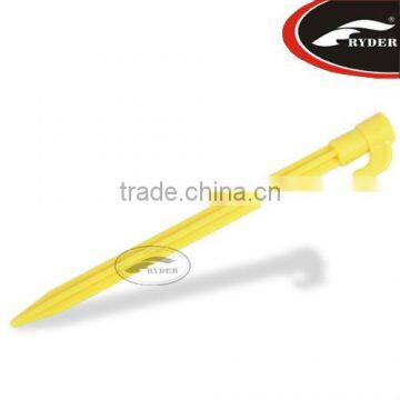 19.5cm Yellow Plastic Tent Pegs