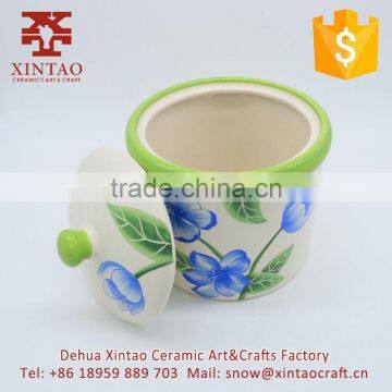 Gifts and Craft Ceramic Storage Containers Jars Canister Set White With Flower photo-2