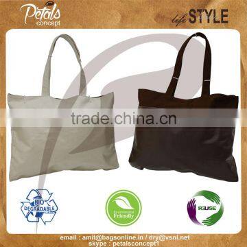 Geometrical design canvas tote bag with self handle