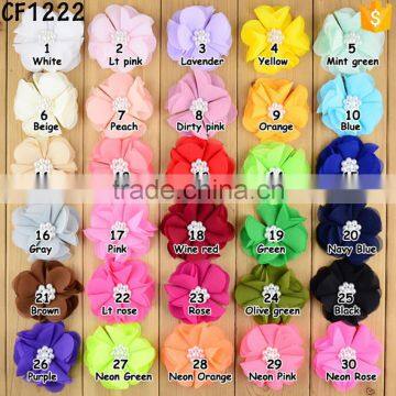 Colorful handmade rhinestone kids chiffon hair flower