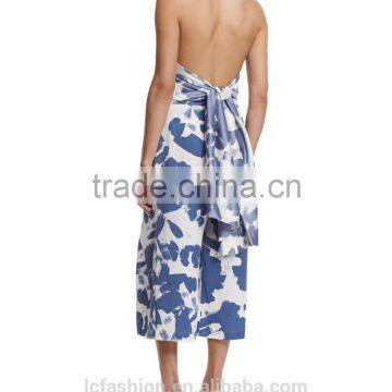 Blue and White Two Piece Blouse and Pants 2016 Ladies Elegant Clothing photo-3