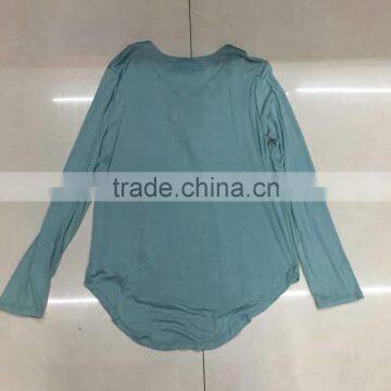 Factory Closeout Women Fashion Lace-up Long Sleeve Cotton T-shirt photo-5