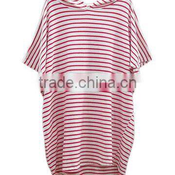 Oversize Hooded Striped T Shirt Wholesale Women OEM service