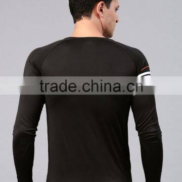 Black Striped Round Neck Rapid Dry T-Shirt Striped Style Waist Length Tee Round Neck Long Sleeves Anti-Microbial Moisture Sport photo-4