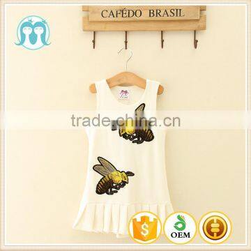 Fashion summer kids party dresses white baby clothing baby frock with embroidery pictures of girls without dress