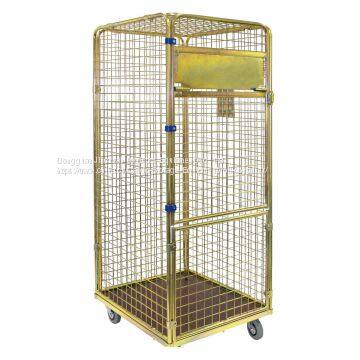 Supermarket Foldable Warehouse Roll Cages With Four Wheels