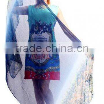 Fashion Women Chiffon Scarf Floral Print Drive Travel Shawl Beach Style Slik Wrap Pashmina photo-6