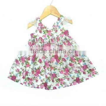 Ruffle Lace Sleeve Baby Summer Clothes Infant Floral Patterns Printed Dress Girsl Party Dresses