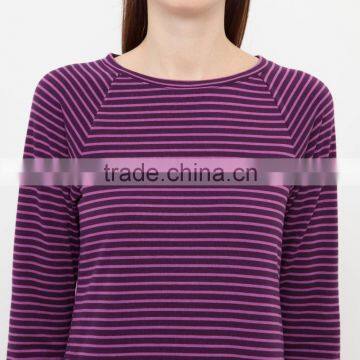 Raglan Sleeves Striped With Pocket Womens Sleepwear Gowns photo-4