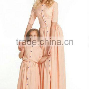 Maxi Dresses Long Button Down Dress Shirt Dresses Women Lady For Mother And Daughter photo-4