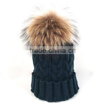 Myfur Classical Cable Knitting Hat and Cap Wholesale Men Beanie Hat Navy Color