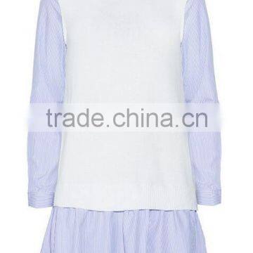 Runwaylover EY2189D Ladies Falbala Collar Fashion Splice Casual Dress photo-4