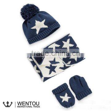 Wholesale Cotton Knitted Scarf Hat Gloves Baby Winter Warm Set photo-3
