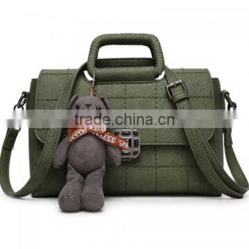 Korea Style Women PU Leather Green Shoulder Bag Polyester 82649 photo-3