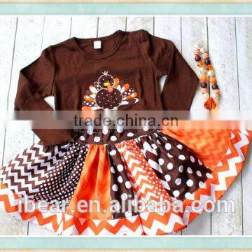 Wholesale Thanksgiving Day Turkey 2016 child clothes girls turkey top and polka dots dress children outfits