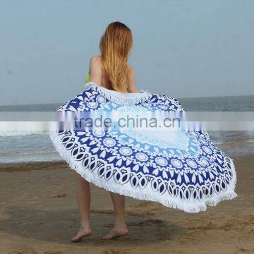 Hot selling outdoor 150cm round beach towel with tassle