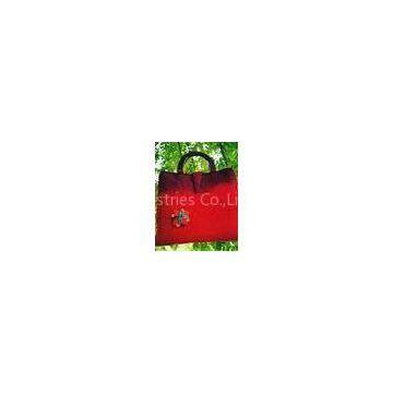 OEM / ODM Recycle Red Handmade Felt Bags With Velcro Closure For Ladies