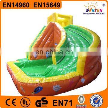 cheap industrial inflatable slide water with small pool for adult