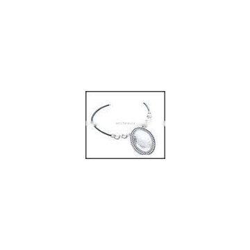 White Metal Necklace with Black cord