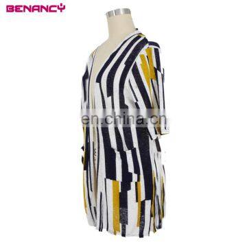 Benancy Stripe Long Summer Knitted Wear Sweater Cardigan Kimono Woman photo-3