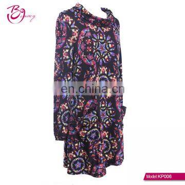 2017 High Fashion Latest Designer Autumn Boho Style Cowl Neck Ropa Mujer Tunic for Middle Age Woman photo-3