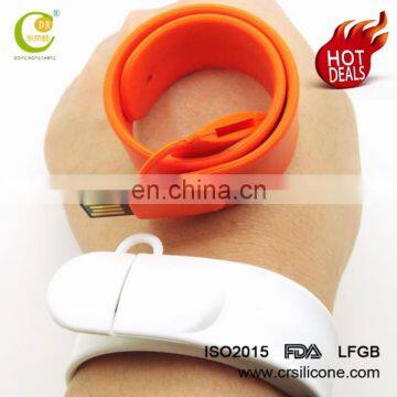 Christmas Gift Present Hot Sale Silicone Wristband Slap Band Bracelet 2gb 4gb 8gb Usb Flash Drive