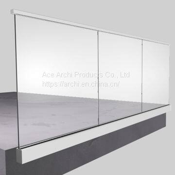 Aluminum U Channel Glass Balustrade with Stainless Steel Base Cover