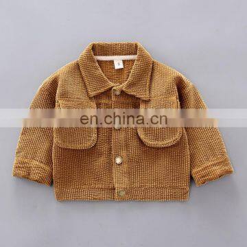 Boy Fall Suit 2020 New Children Style Korean Corduroy 3 Pieces Button Up Jacket ,Tshirt And Pants photo-4