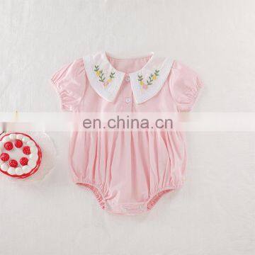 2020 Summer Flower Embroidery Baby Girls Bodysuits