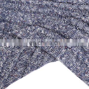 Factory Price Solid Color Navy Cable Knitted 100%Acrylic Blanket photo-4