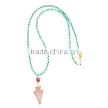 2016 fsahion turquoise necklace crystal druzy pendant necklace