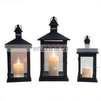 Outdoor Wall Lantern Set Of 3 Garden Decoration Lanterns Candle Black Wedding Lantern