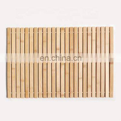 High Quality Eco-friendly Natural Bamboo Shower Mat Non-slip Rubber Designed Bathroom Bamboo Mat