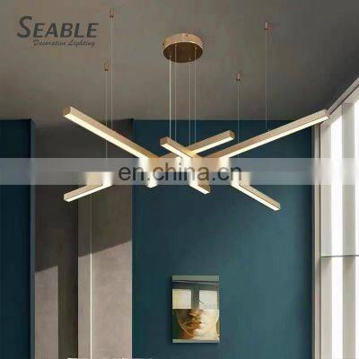 Popular Magnificent Decoration Indoor Gold PC Aluminum Iron Modern Living Room LED Pendant Lamp photo-5