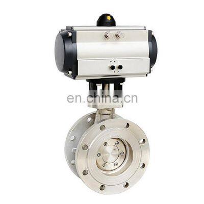 COVNA PN16 High Performance Metal Seat Double Flange Type 304 Stainless Steel Pneumatic Actuated Butterfly Valve