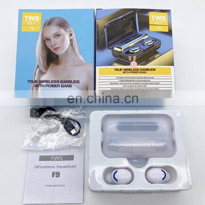 Headphones F9 Tws 5.0 Wireless Earbuds Earphone With 2000mah Charging Sports Gaming Headset With Led Display Headphone photo-3