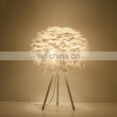 Nordic Plug-in Lamp Creative Personality Bedroom Bedside Living Room Study Feather Table Lamp