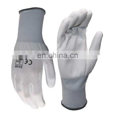 CE Polyurethane PU Coated Work Gloves Boxing Gloves PU Leather White PU Coated Gloves