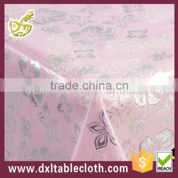 purple clear pvc with flower Iron silver transparent table cloth durable and eco