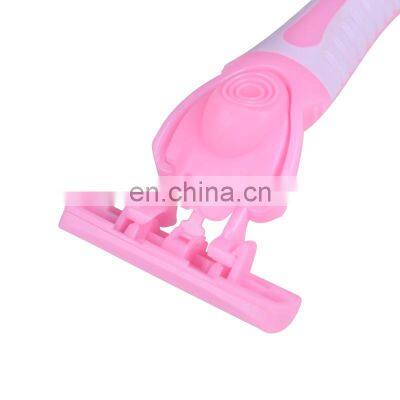 1 Handle and 4 Refill Cartridges Disposable Triple Blades Women Razor Body Hair Remover Bikini Blade Pink Ladies Shaving KL3-03W