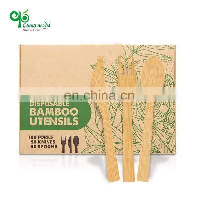 Yada Organizer Bamboo Style Forks Spoons Knives Cutlery Set Luxury Compostable Disposable Utensils photo-5