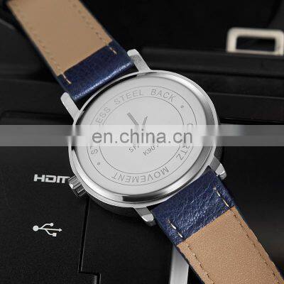SHENGKE Dropshipping Men Blue Gray Black Leather Watches Luxury Male Sport Rome Watches Gift Christmas