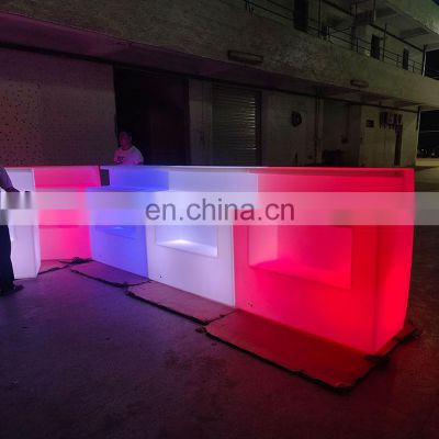 Color changing LED Nightclub Wine Illuminated Led Bar Counter Table Haute Bar Curve Colorful Bar Furniture Set