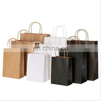 Custom Logo Black Blue Brown Personalized Gift White Luxury Clothing Kraft Paper Shopping Tote Bag With Logos Paper Handles