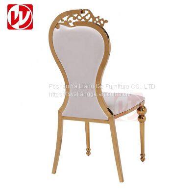 Modern Restaurant Furniture Hotel Luxury Wedding Chair Rose Gold Stainless Steel Banquet Chairs photo-3