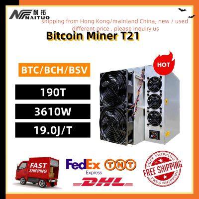 New Antminer Bitcoin Miner T21 190T 3610W 19.0J/T BTC/BCH/BSV SHA256 Air-cooling Miner Crypto Mining Machine