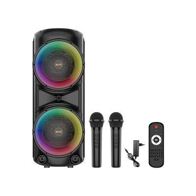 ZQS12206 super power 80W wireless 12-inch*2  active professional party speaker with colorful lights